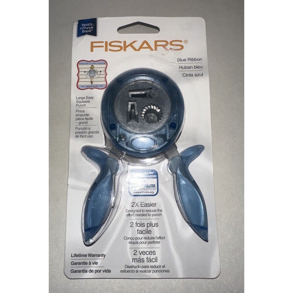 Fiskars Large Easy Squeeze Punch Blue Ribbon Jenni Bowlin Craft Paper Punch